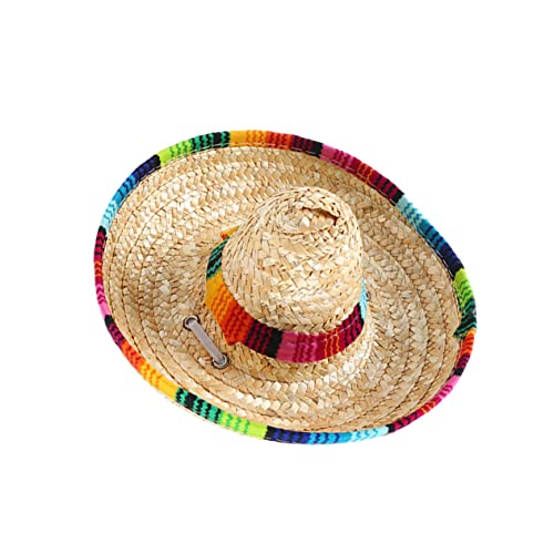 POPETPOP 1Pc Pet Hat Mini Straw Woven Sun Hat for Dogs and for Photo Natural Material for Summer and Outdoor Fun
