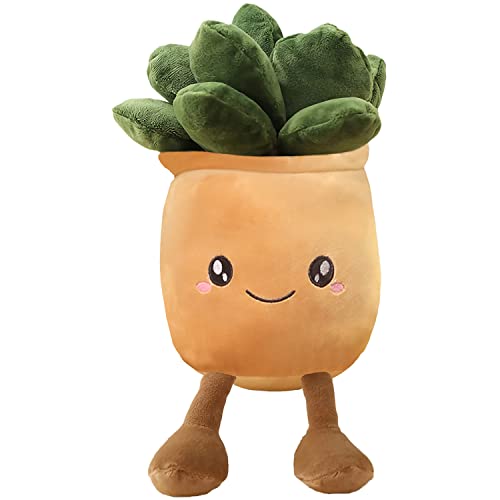Sqeqe Plant Plush Toy, Plant Stuffed Animals Succulents Plush Pillow Decoration, Soft Plant Plush Pillow, Succulents Plant Throw Pillow Gift For Kids Boys Girls (Smile 2, 9.5'') #TOP4