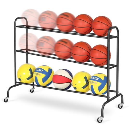 FHXZH Basketball Rack Training Stand - Tilt Ball Training Equipment Holder Shooting Rolling Storage...