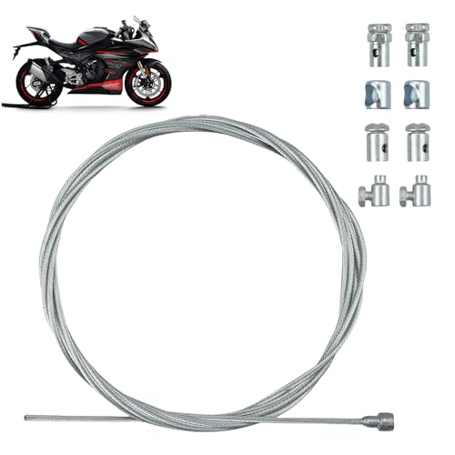 Cable de Embrague Universal, Kit de Reparación de Cable de Embrague Moto Universal, Ø1,5mm, Cable de Freno Del Acelerador con 8 Piezas Universales de Pezones para Motocicletas y Bicicletas de Cross