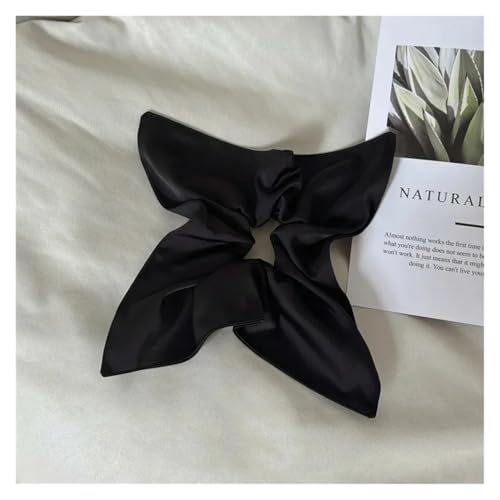 Coleteros Clásicos En Blanco Y Negro Con Tacto Brillante, De Satén Drapeado, Cuadrados, Espiral For El Intestino Grueso, Con Forma De Espiral, Cuerda For El Pelo(Black satin)