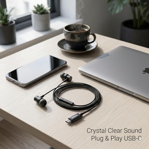 Image of Magnetic Wired Type C Headphones with HD Mic,Comfortable Fit,13mm Bass Driver, Tangle-Free Braided Cable,in-Line Controls,Premium Metal C Pin Earphones for Samsung,OnePlus,Realme,Xiaomi