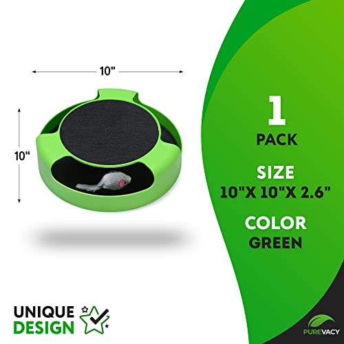 Purevacy Interactive Cat Toys For Indoor Cats 10 X 10 X 2.6 Inch. Green Spinning Cat Toy Interactive. 0.5 Lb Plastic Catch Mouse Cat Toys Spinning. Strong Kitten Toys For Indoor Cats With Scratch Pad #TOP1