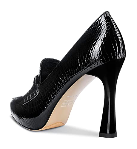 NobleOnly Womens High Heels Slip-on Platform Pumps Comfortable Leather Stilettos Loafers Shoes 4" Heel3