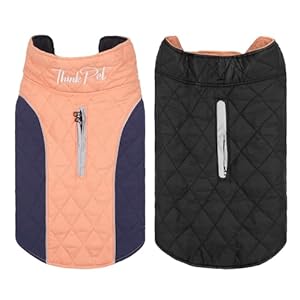 ThinkPet Dog Cold Weather Coats – Cozy Waterproof Windproof Reversible Winter Dog Jacket, Thick Padded Warm Coat Reflective Vest Clothes for Puppy Small Medium Large Dogs Pink Dark Blue 2XL
