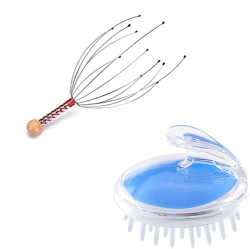 Conjunto Massageador de Capilar Manual Escova de Silicone Raspadores de Cabeça Anti Estresse Haster