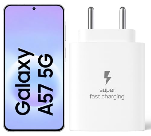 Image of 25W C-Type Super Fast Adapter Compatible with Samsung Galaxy A57 Charger Adapter for S24 /S23 /S23 fe /S22 /S26 /21 fe /A17 /F16 /M35 /M16 /M35 /M05 /A14, A15 /S24 fe /A16 5g, White