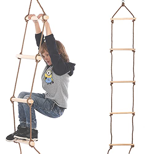 Kookantage Climbing Rope Swing Tree Swing Set for Backyard with 5 Wood Sticks, Tree Swings for Kids Outdoor Toys for Kids Kookantage Climbing Rope Swing Tree Swing Set for Backyard with 5 Wood Sticks, Tree Swings for Kids Outdoor Toys for Kids