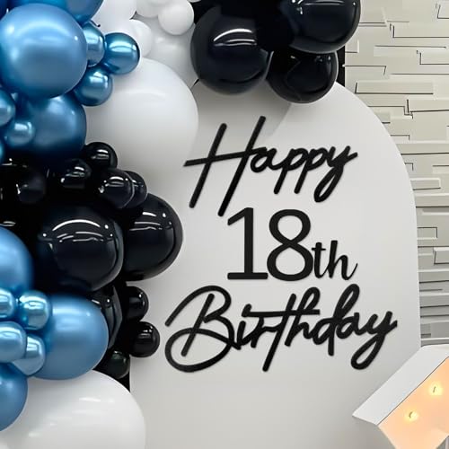 Image of Happy Birthday with 0-9 Numbers Sign for Backdrop - Felt Custom Age Happy Birthday Decal for Balloon Arch Birthday Decorations Baby Shower - Black