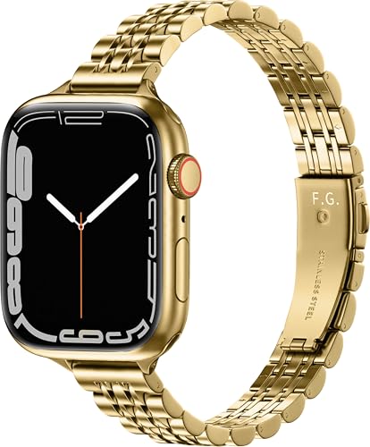 Fullmosa Slim Metal Straps Compatible with Apple Watch Straps 42mm(Series 11/10) 41mm 40mm 38mm for Women Stainless Steel Thin iWatch Bands for SE 3 2 1/Series 11 10 9 8 7 6 5 4 3 2 1
