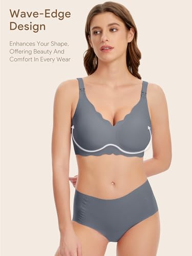 Image of Angelhood Nursing Bras for Breastfeeding Ultra Comfort Seamless Maternity Bra Wireless Pregnancy Bralette with Extra Extender