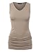 Made By Johnny MBJ WT1101 Womens Basic Extra Long Tunic Tank Top with Side Shirring L Taupe