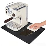 Yudevey Silicone Coffee Mat, Non-Slip Heat Resistant Espresso Mat,Perfect Fit for Most Coffee Makers，24'x16', (Black)