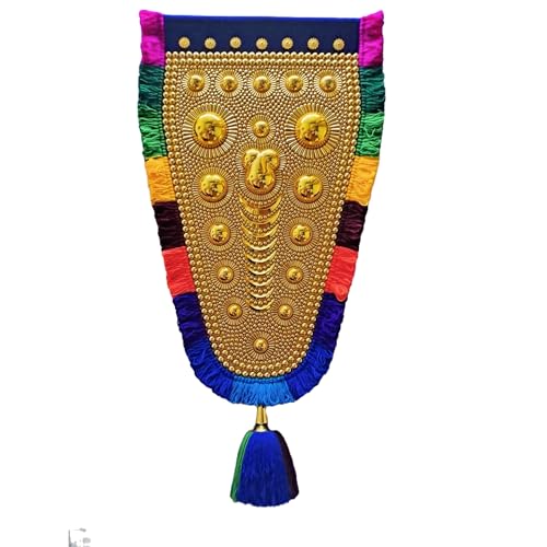 Image of BUNNY BEAR| 3.00 Feet(92 CM) Kerala Nettipattam Wall Hanging | Gold Plated Elephant Caparison | Traditional Kerala Handicraft Decorative Art for Home, Pooja Room & Gift Decor