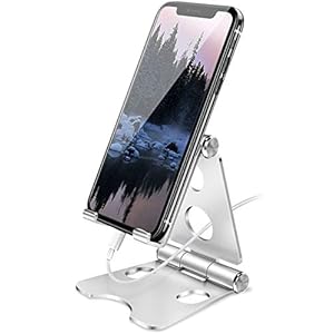 Wurycia Adjustable Phone Stand, Full Aluminum Foldable Desktop Holder Phone Stand for 4-11” Cellphones and Tablets
