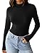 GKBK Womens Long Sleeve Shirts Mock Turtleneck Turtle Neck Fall Fashion Basic Thermal Underwear Layer Tops Tight Slim Fit Cute Ribbed T-Shirts Winter Trendy Clothes 2025 Black XL