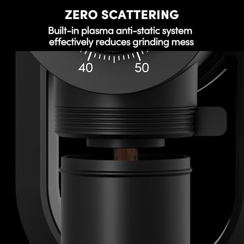 Burr Coffee Grinder,Wirsh Electric Single Dose Espresso Grinder Geimori GU64 with 64mm Flat Burr,Anti-Static Design,Stepless Adjustment from Fine to Coarse for Drip,Pour Over,French Press,Cold Brew