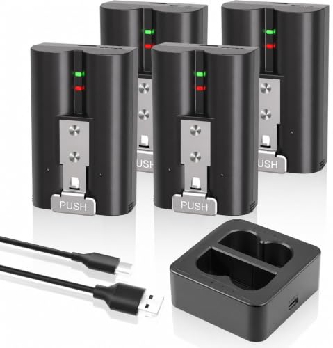 4-Pack Ring Battery 6040mAh with Charger for Ring Video Doorbell 2/3/4/3Plus Stick Up Cam Spotlight Cam Rechargeable Li-ion Batteries 3.65V