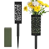 Fetanten Cemetery Vases for Grave, 15.3 Inch Tall Cemetery Vase with Spikes Foam Drainage Holes, Grave Flower Holder for Outdoor Memorial Cemetery Decoration (2 PCS)