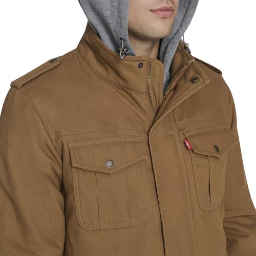 Levi's Herren Militärjacke aus gewaschener Baumwolle mit Kapuze, Braune, weiche Baumwolle, S 4