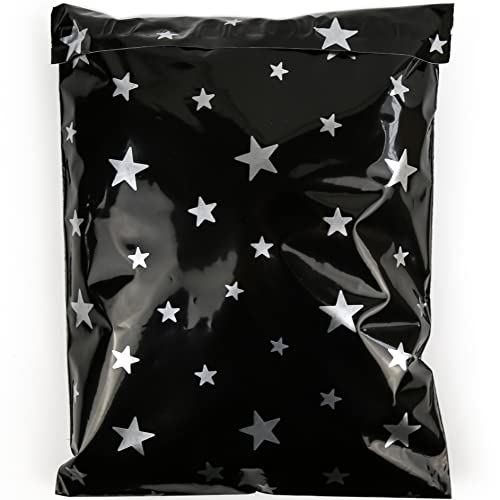 Image of Inspired Mailers - Poly Mailers 10x13 - Silver Stars Deluxe - 100 Pack - Choose Between 10x13 and 14.5x19 Sizes - 3.15mil Unpadded Shipping Bags (10x13, 100 Pack)