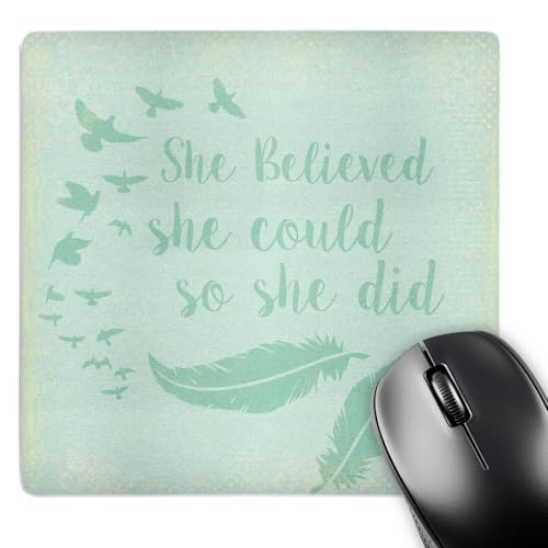 Tapis de souris Bird et plumes anti glisse 20,3 x 20,3 cm