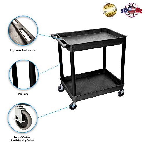 Amazon.com : LUXOR TC11-B Large Tub Cart - Two Shelves, Caster