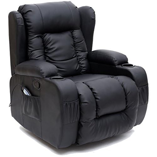 Price comparison product image More4Homes - CAESAR 10-in-1 Manual Recliner Armchair - Sofa Chair for Living Room & Bedroom - Massage Sofa with Remote Control & Latch Recliner Mechanism - Bonded Leather