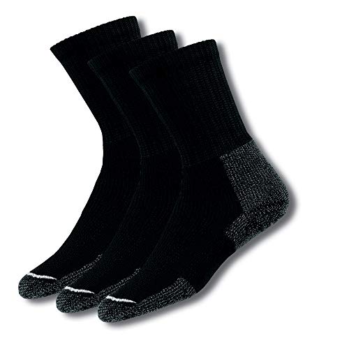 Thorlos KX Max Cushion Hiking Crew Socks, Black (3 Pair Pack), Large