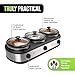TRU Triple Buffet Server - Three 2.5 Quart Removable Crock Inserts - Slow Cooker & Food Warmer with Individual Heat Control - Includes Lid Rests & Serving Spoons