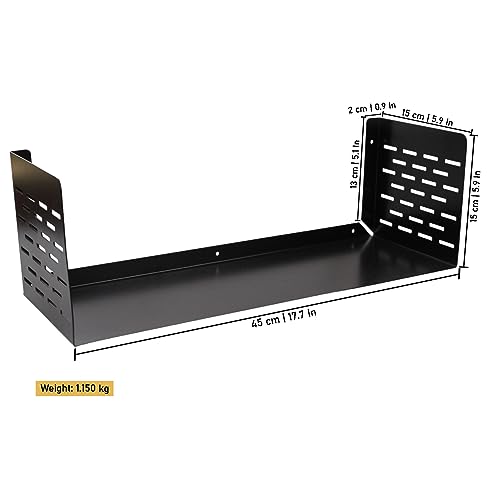 Image of Spillbox Metal Shelf|Storage Rack|Multipurpose Metal Rack|Floating Wall Shelves|Bathroom Shelves|CD /DVD Organizer|Heavy-Duty Storage|Bookshelf |Plant Stand|Lohe Ki Almari- U Shape Shelf(Medium,Black)