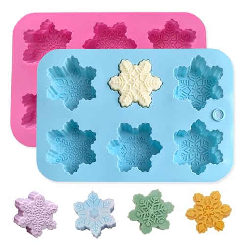 2pcs Stampi in silicone a forma di fiocco di neve, Stampo Fiocco di Neve, Stampo per Candele Fiocchi, Stampi per Sapone Fatti a Mano Adatti per Cioccolato, Sapone, Decorazione di Torte