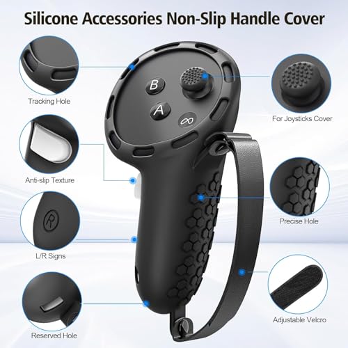 Image of New World 8-in-1 VR Accessories for Meta Quest 3, Silicone Protective Case Set Compatible with Meta /Oculus Quest 3, Controller Sleeve, Quest 3 VR Shell, Face Cover, Lens Cover,Grips