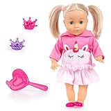 Bayer: Charlene Little Lover Doll - 13' Pink Unicorn Top - w/Kiss & Laugh Sounds, Blonde, Hair Accessories, Open/Closes Eyes