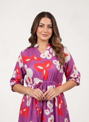 Image of GRECIILOOKS Printed Dress for Women | Midi One Piece Outfit | Casual Western and Trendy Fashion Outfit | Stylish Summer Outfit | Western Ankle Lengt One Piece Dresses