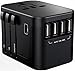 Produktbild Reiseadapter Reisestecker Weltweit Universal Steckdosenadapter - Type C Stromadapter mit 4 USB und AC Steckdose unterstützt HOCHLEISTUNGSGERÄTE, Internationaler Elektro Adapter für 200+ Ländern