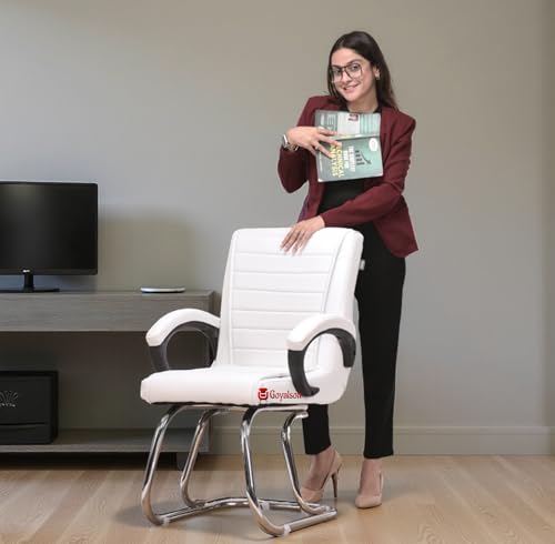 Image of Special Director Principal Manager Office Visitor with arm Rest with Double Pipe Frame and Cushioned seat Back (1, White, Double Pipe Frame)