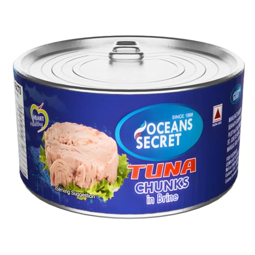 Image of Oceans Secret Tuna Chunks in Brine 180gm Pack of 2 Canned Tuna Fish Balanced Nutrition, Light Taste, in Clean Brine, Premium Cuts Ready to Eat