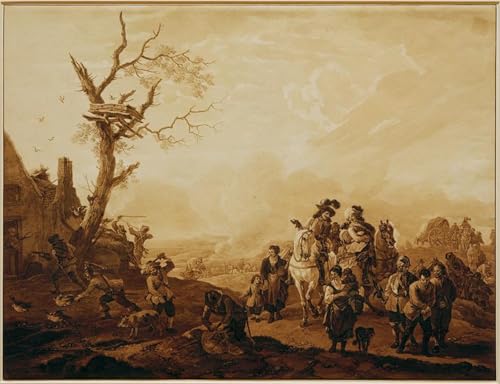 Lienzo de Saccheggio di un villaggio da parte dei soldati cuadro clásico para salón 60x90cm