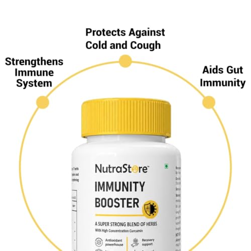 Image of NutraStore Immunity Booster for Men & Women | Curcumin, Giloy, Amla, Moringa, Ginger, Orange & Piperine | Daily Health Supplement | 60 Capsules | Pack of 3