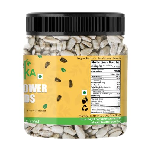 Image of NUTRIZAIKA Premium Sunflower Seeds 1kg | Vitamin E Rich Super Seeds | High Fibre | Perfect for Snacking, Salads, Oats Topping & Seed Cycling Source of Iron | Healthy Protein Snack for Diet Food