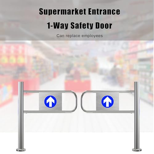 Puerta de Seguridad batiente metálica Universal para supermercados y bibliotecas - Barrera de Seguridad Industrial unidireccional (50 x 97 cm) - Control de Acceso a almacenes Duradero y fiab