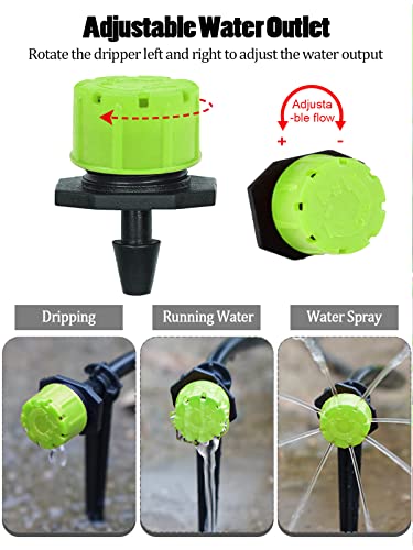 Kalolary 400Pcs Adjustable Irrigation Drippers Sprinklers, 1/4 Inch Automatic Irrigation Anti-Clogging Emitters Micro Spray, Watering System Drippers Garden Supplies(Green) #TOP3