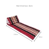Collumino Traditional Thai Kapok 3 Fold Meditation Mattress with Oriental Style Triangle Recliner Cushion for Yoga Massage or Relaxation (Black, Red) - Image 3