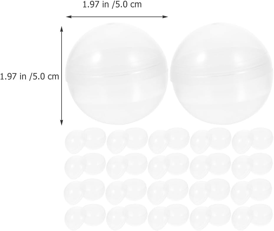 Healifty 50 Pcs Clear 1.97 Inch Vending Machine Empty Capsules for Kids Toy Gachapon Shells Party Favors Craft Storage Containers