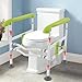 Toilet Safety Rails, Detachable Toilet Standing Aid with Adjustable Height and Width Stable Toilet Safety Frame with Handles Toilet Seat Risers for Seniors Disabled Can Supports 330lbs (Green)
