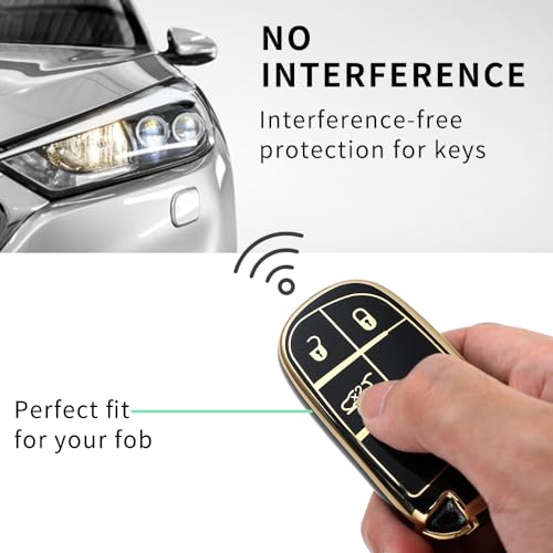 Image of Keyzone TPU Key Cover Combo Compatible for Jeep Compass, Trailhawk smart Key (Clear TPU + Gold TPU)