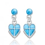 Enautoabs Pendientes de Corazón de Turquesa Azul, Estilo Clásico, Dangle, Zinc con Tungsteno, 1 Unidad
