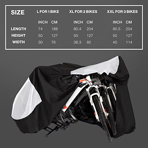 TeamObsidian Bike Cover - Outdoor Storage, Bicycle Transportation or Travel - Waterproof eBike Protection - For 1 to 3 Bikes - Heavy Duty Ripstop 600D Oxford Material - Transparent