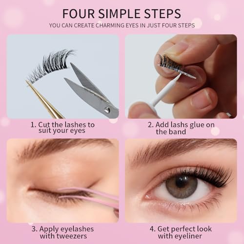 Half Lashes 10 Pairs Strip Faux Mink Eyelash Natural Clear Band False Eyelashes 3/4 Flared-BY01 — view 6